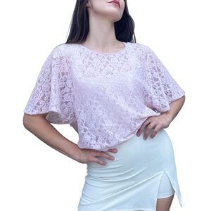 Victoria’s Secret Sheer Lace Balletcore Romantic Coquette Short Sleeve Crop Top